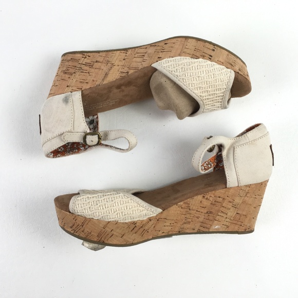 Toms Floral Strappy Wedges T215906 - Picture 2 of 6